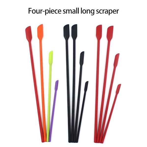 Kompakt Mini Spatelset, Silikonspatel för Tunn Burk Skrapning & Blandning, 4-pack Mångsidiga Verktyg för Kök och Skönhet, Lättrengjord Design,