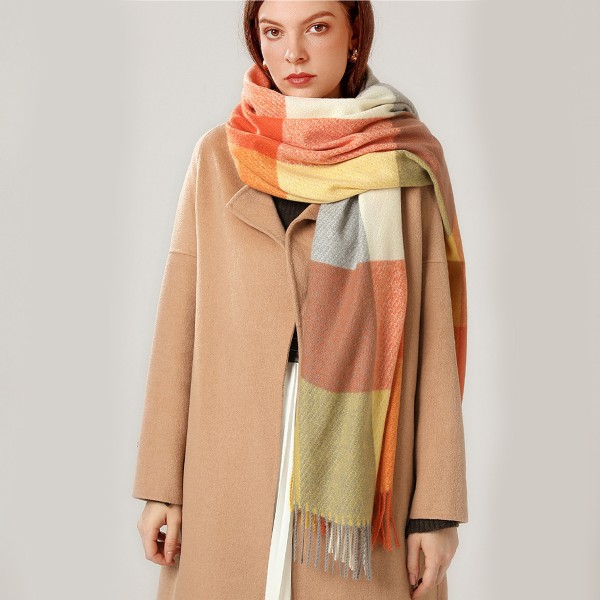 Dames Lang Plaid Tæppe Chunky Oversized Vinter/Efterår Varmt