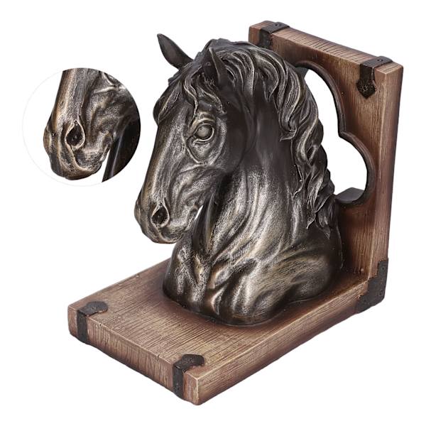 Multifunktionel Hestehoved Skulptur Resin Heste Bogstøtter til Hjem Kontor Stue BS20900 Bronze Hest