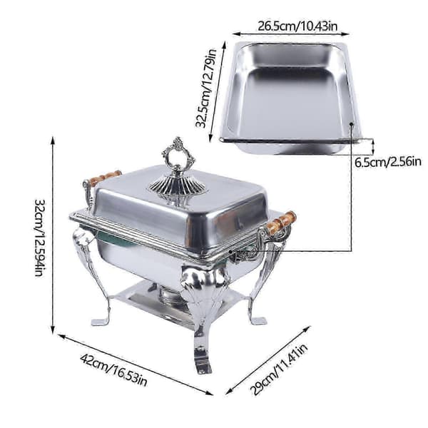 Ny 42 cm Chafing Dish i rostfritt stål för buffématvärmare