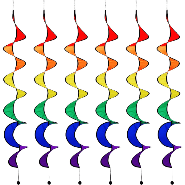 6 stk 57 tommers regnbue Curlie Spinner Regnbue sammenleggbar vindspinn
