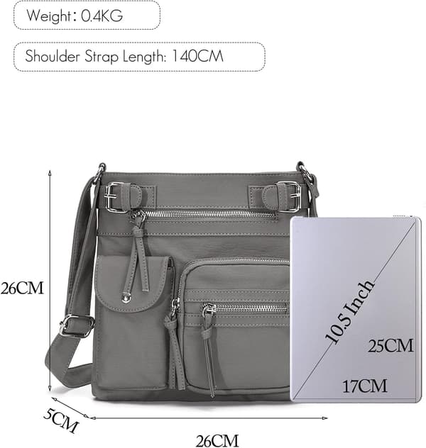 Grå - Lett Messenger Bag Lomme Crossbody Messenger Bag