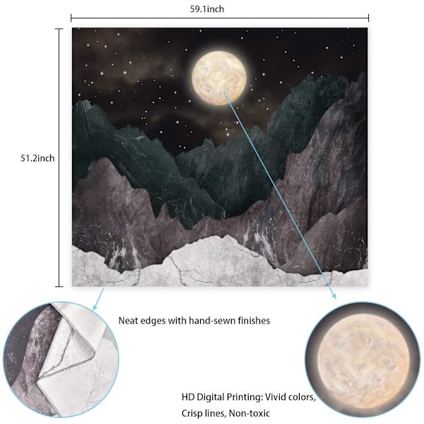 Gobeläng Måne Stjärnor Gobelänger Natt Stjärnhimmel Gobeläng Natur