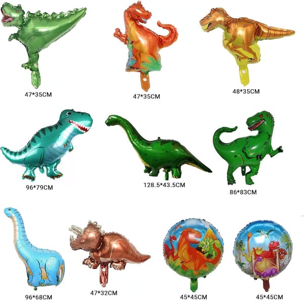 10 kappaletta dinosaurusilmapalloja, sisältää 8 kappaletta dinosaurusilmapalloja ja