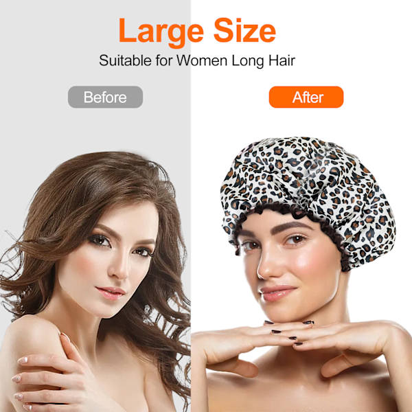 1 stk leopard print badehætte - sort leopard print