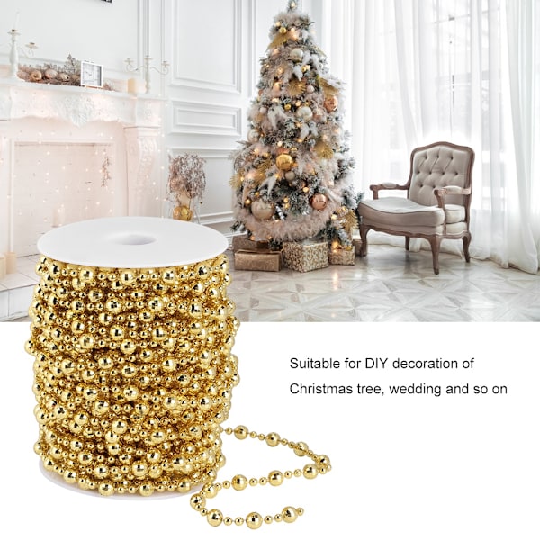 20m Artificial Faux Pearl Bead String for Christmas Tree Wedding Curtain DIY DecorationGold