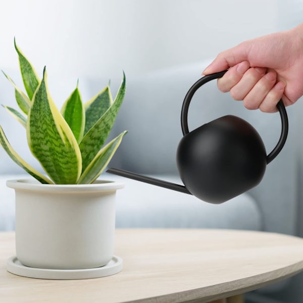 Käsikäyttöinen pallomainen kukkakasteluastia - Mattamusta - 1000 ml