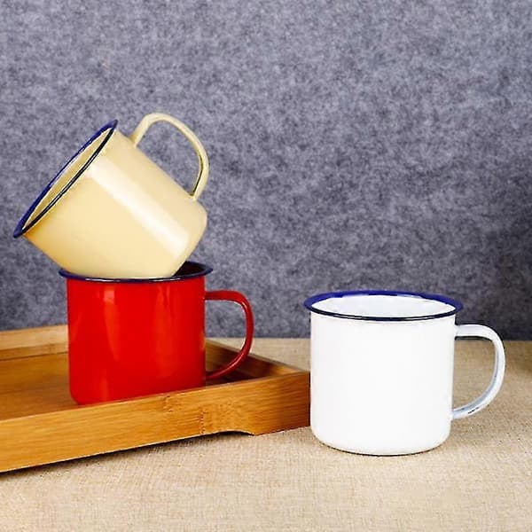 Mångsidig vattenmugg i retrostil, emaljerad, praktisk mugg med halkfri bas för hemmet Light green 6 cm
