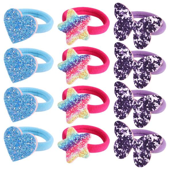 12pcs Toddler Hair Ties For Girls, Cute Sparkle Seamless Rubber