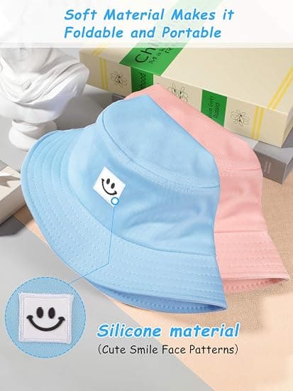 2 stk. bøttehatter for barn Unisex Smile Face Visor Sommerreise B