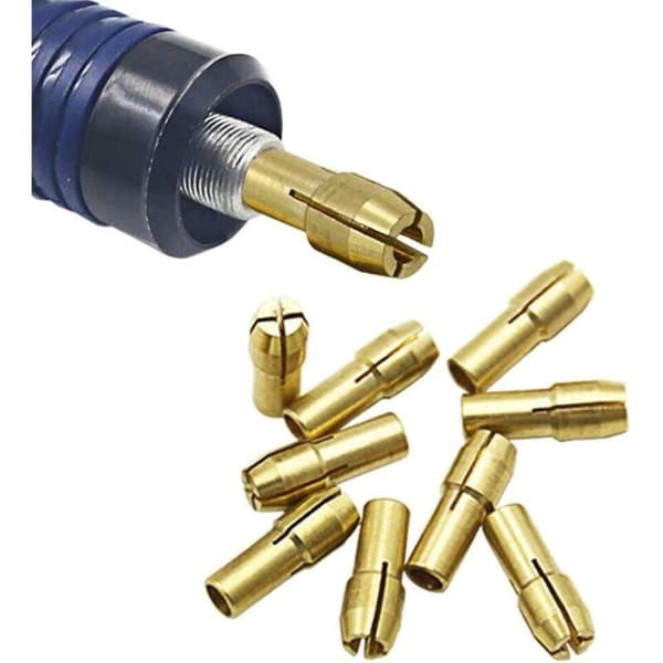 10 stk. Præcisionsmessingpatroner 0,5-3,2 mm til Dremel boremaskine, elektrisk