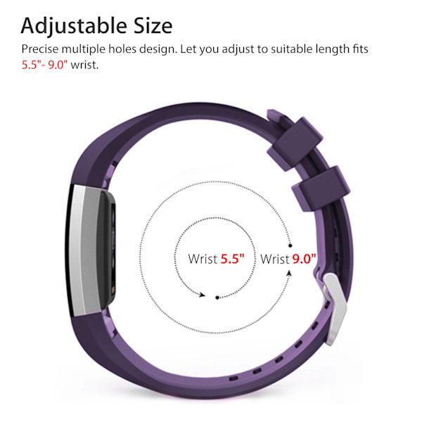 Kompatibel med Fitbit Charge 2-band, 2-pack ersättning mjuk silikon sportband handledsband tillbehör för Fitbit Charge 2 Smartwatch