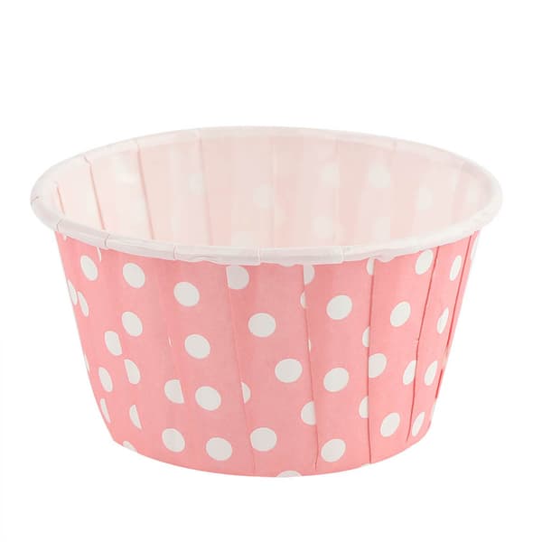100 st Mini Cupcake Formar Papper Runda Kakformar Muffinsformar med Lock, Rosa