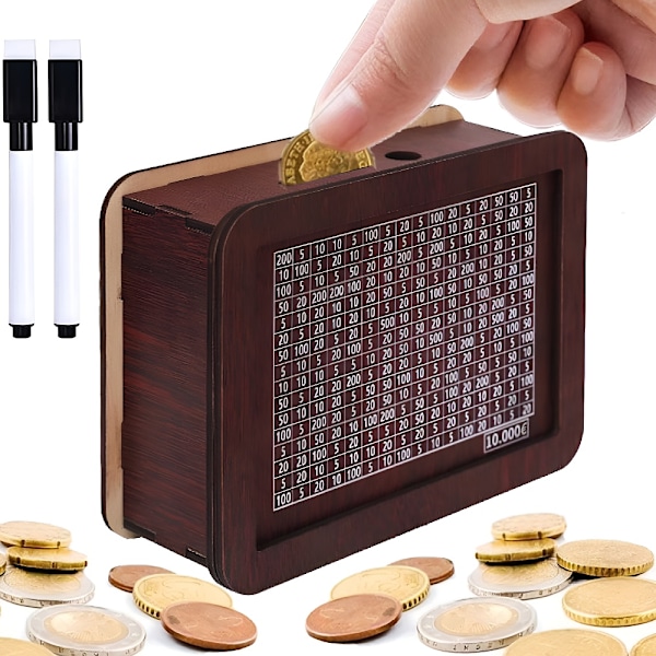 Sparbössa för Barn och Vuxna, Noonedibs, Med raderbar markeringspenna, Med sparmål och nummer att bocka av, Lätt att installera, För vuxna och