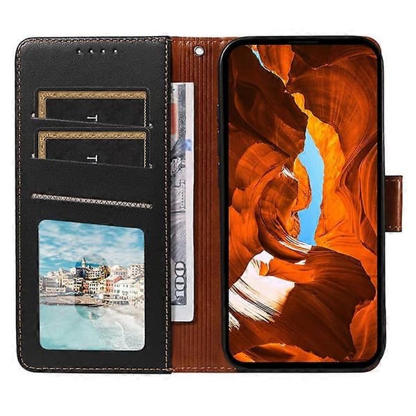 Kompatibelt fodral för Google Pixel 9 Pro XL / 9 Pro, RFID-läderplånbok med handledsrem Black