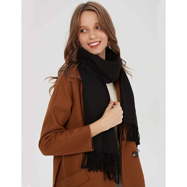 MaaMgic Dam Scarf Varm Höst Enfärgad Bomull med Tofs/Fransar, 40+ Färger Enfärgad & Rutig Pashmina XL Scarves Stole Återanvändbar