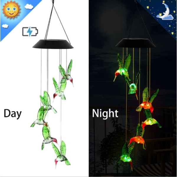 Kolibri solcells vindspel färgförändrande solmobil ljus W