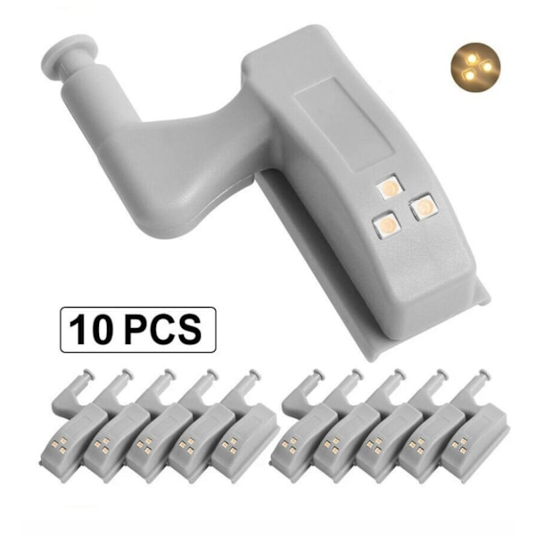 10 stk LED Skap Innvendig Hengsel Sensor Lys Soverom Skap Garderobe Skap Nattlys