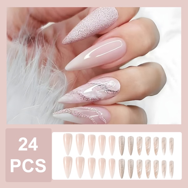 Lyhyet neliönmuotoiset painonapit valkoisella, punaisella ja kultaisella glitterillä, vinkki vääriin kynsiin, kiiltävä pinta kaikissa väärien kynsien kokoelmissa naisille ja tytöille