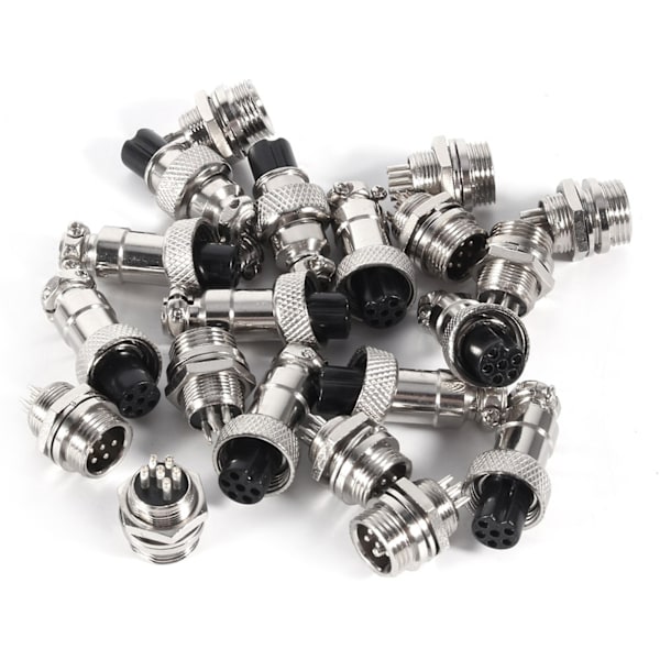 10 kpl GX12 6-napainen 12 mm lentokoneliitin uros- ja naarasmetalliliitäntä