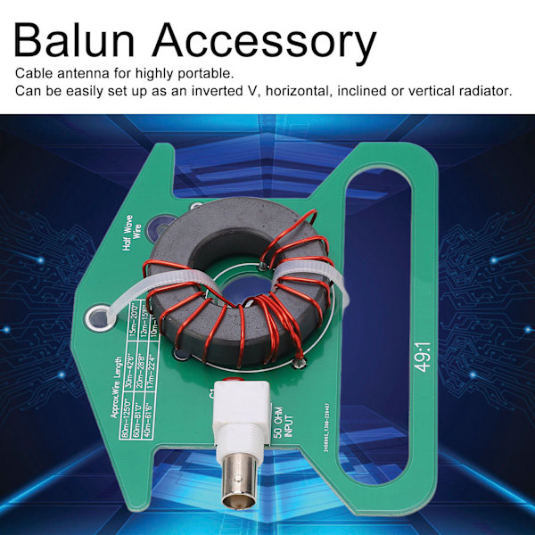Balun PCB Afbalanceret til Ubalanceret Transformer 49:1 Kortbølge Tuning Fri Antenne 5‑35MHz
