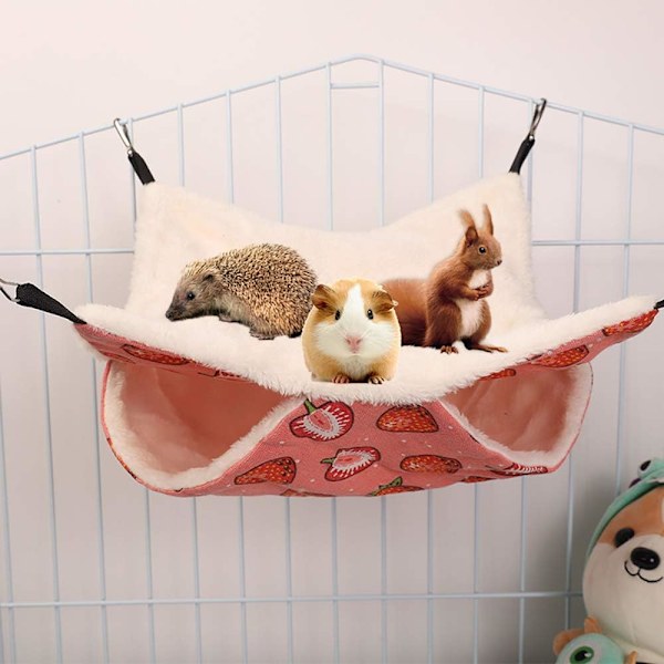 Pieni eläinhammikko, kaksinkertainen lämmin riippuva hammock-vuode, chinchillan ja fretin hammock, pieni lemmikkihammikko hamsterille, fretille, papukaiijalle, marsulle