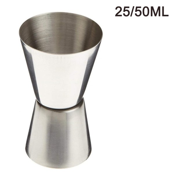 Mätkopp i rostfritt stål Dubbelhuvud mätkopp för barfest cocktail Mätkopp 25 / 50ml shaker
