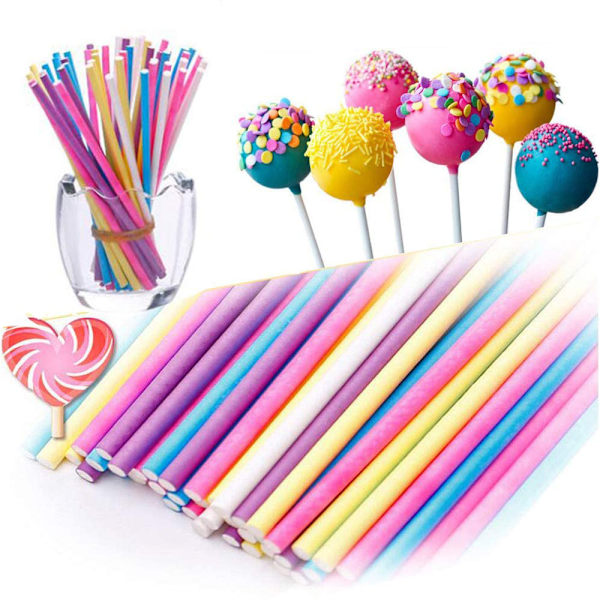 100 stk. Lollipop-pinner, Marshmallow-pinner, Mattrygge Kreative Multifunksjonelle Lollipop-sugerpinne 150*3.5mm
