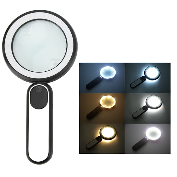 Forstørrelsesglass LED 10X Forstørrelse Lupe Justerbar for Lesing Observasjon