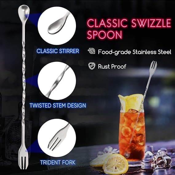 Hiware 25 cm Cocktail Muddler og Blandeskje i Rustfritt Stål
