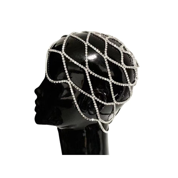 Mesh Hodekjede med Rhinestone Krystall Hår Smykker Bryllup Fest Kveld Unike Hårtilbehør for Kvinner og Jenter