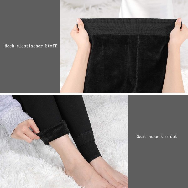 Dam vinter varma ullfodrade tights - tjocka sammetstights varma byxor