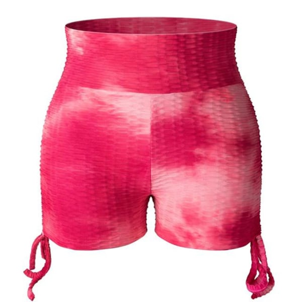 Kvinnors sport tie-dye shorts hög midja bubbla textur tight rumpa lyftande fitness hot pants