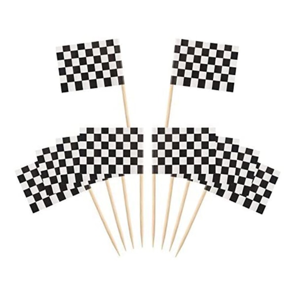 120-pack rutiga racingflagge-party-cupcakeplockar tandpetare