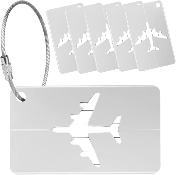 Sølv - 6 stk Bagasjetagger Flybagasjetagger Aluminium Lugga