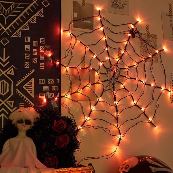 Halloween Edderkoppespind Lys, Edderkoppespind Lys Udendørs til Halloween Dekorationer