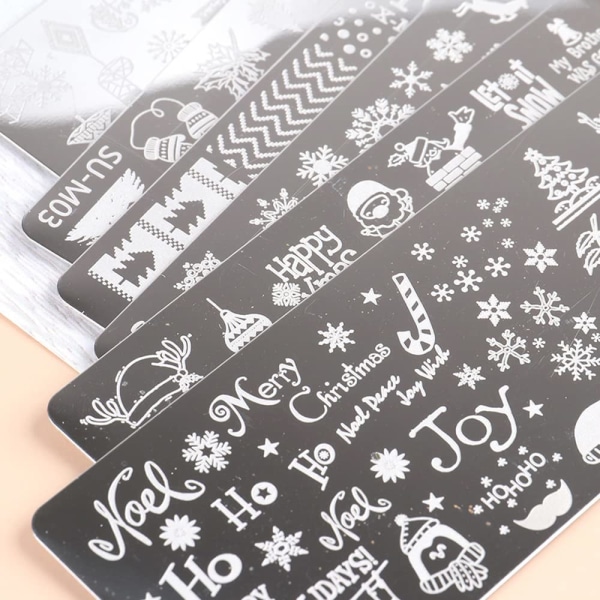 Christmas Nail Stamp Nail Art Stamping Kit, 6PCS Nail Stamping
