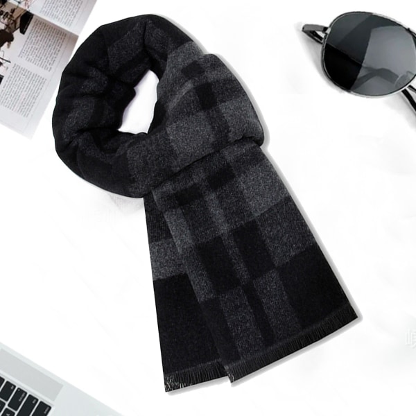 Mænds Vinter Varmt Lang Blødt Sjal Tartan Tassel Sjal til Mænd