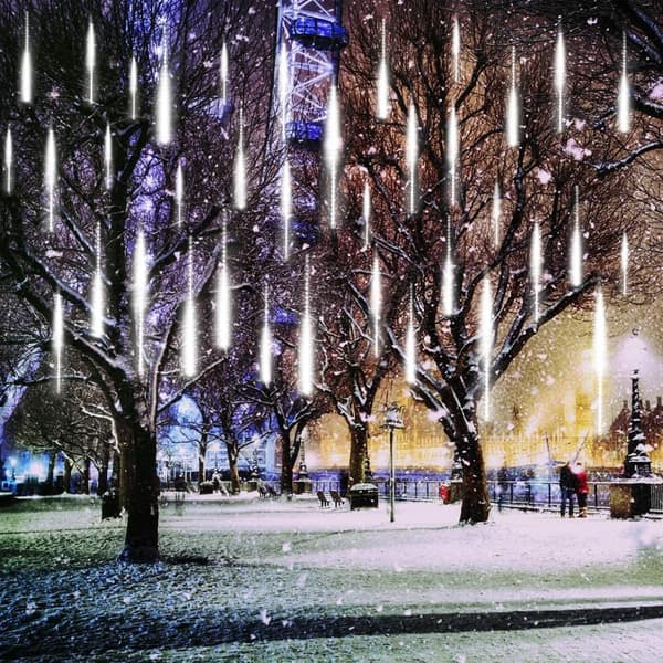 Meteorregnslampor, CrazyFire 50cm 10-Rör 480 LEDs Snöfall Slingor (Kallvitt)