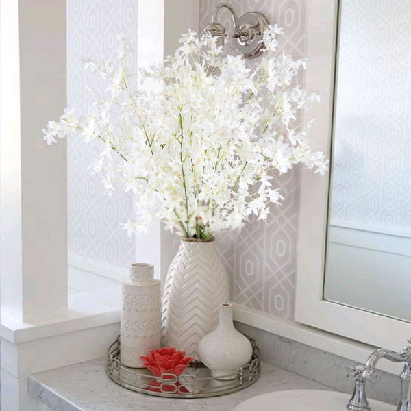3 stk. Kunstige Hvide Kirsebærblomster 115CM Sakura Bouquet