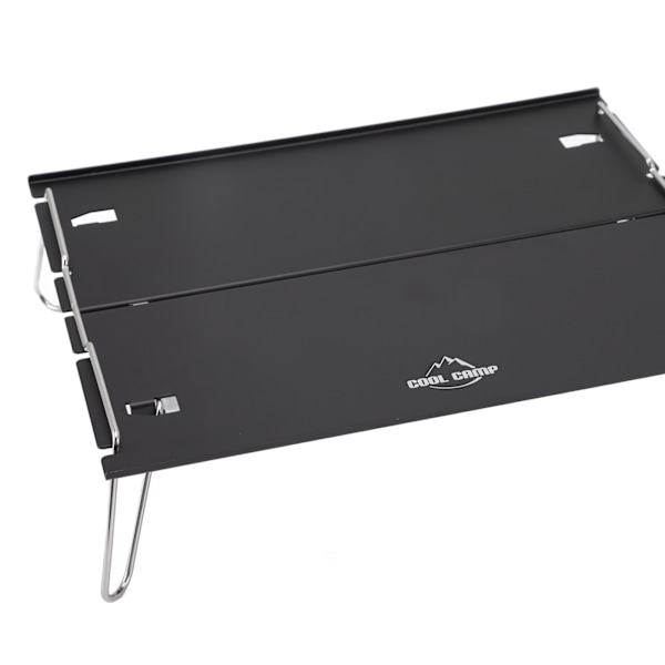 Bærbar sammenleggbart bord i aluminium og rustfritt stål, svart, for piknik, camping, reiser og fjellklatring