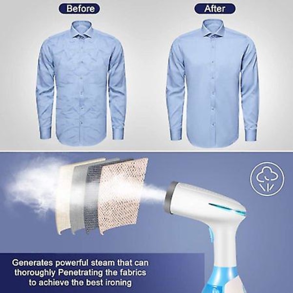 Dampmaskin for klær, 1500W håndholdt reise-dampmaskin for klær, fjerner stoffrynker med 280 ml vanntank, 15 sekunder rask oppvarming, dampstrykejern for klær, ideelt