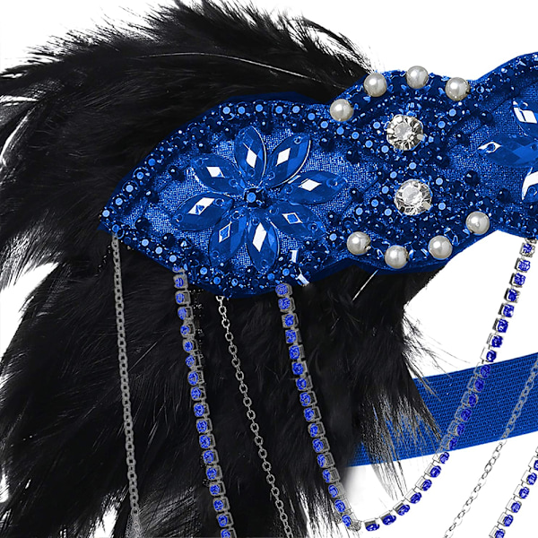 1920-luvun Flapper-hiuspanta 20-luvun Suuri Gatsby -pääkoriste Musta Sulka