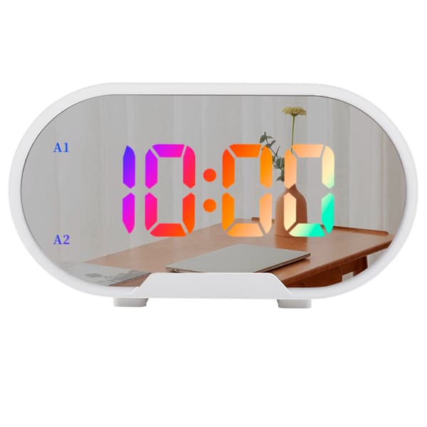 Digital väckarklocka, liten väckarklocka för sovrum, justerbar volym röststyrd väckarklocka white