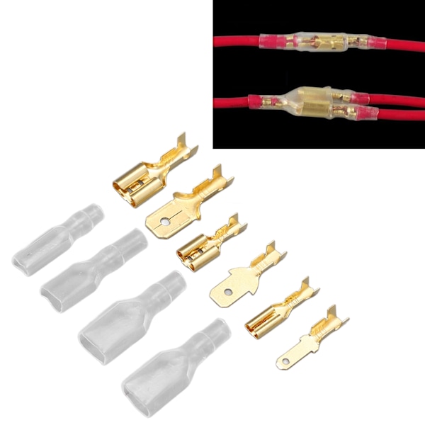 Kabelsko-set med trådhylsor, mässing, hane/hona, med nylonhölje, krympstift