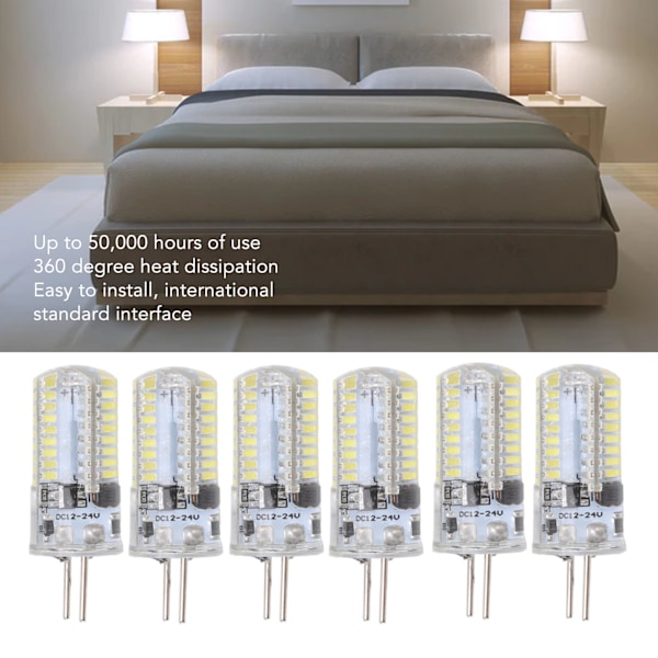 6 st GY6.35 LED-lampor 5W AC 12V Varmvitt 2700 till 3000K Vitt 6000 till 6500K 500LM 72LED-lampor för hemmakontor Ren vit