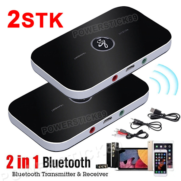 2-i-1 Bluetooth 5.0 Sender og Mottaker Aux Lydadapter TV Hodetelefoner