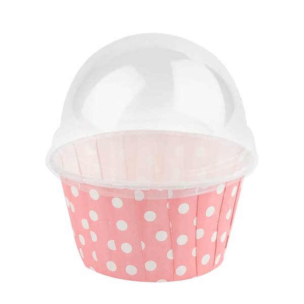 100 stk. Mini Cupcake Forme Papir Runde Kagebageforme Muffin Etuier med Låg, Pink