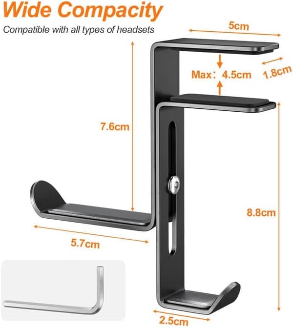 Desktop Gaming Headset Stand, Multifunktionel Headset Holder med