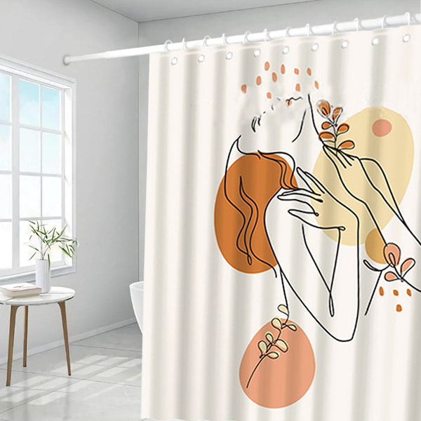 4 st duschdraperiuppsättning abstrakt kvinna boho minimalistisk